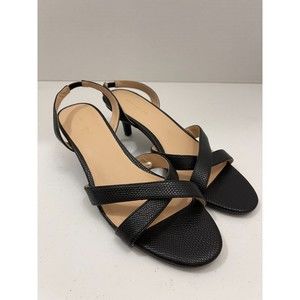 Ann Taylor Factory Black Strappy Kitten Heel Slingback Sandals - Womens 7.5
